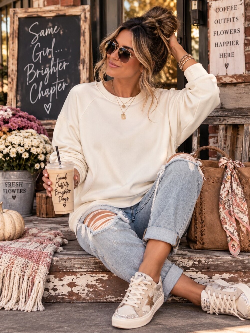Sharagano Woman 2X Gardenia Cream Oversized Lounge Sweatshirt NWT